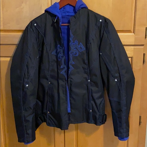 Black and Blue Motorcycle Jacket - Picture 2 of 5
